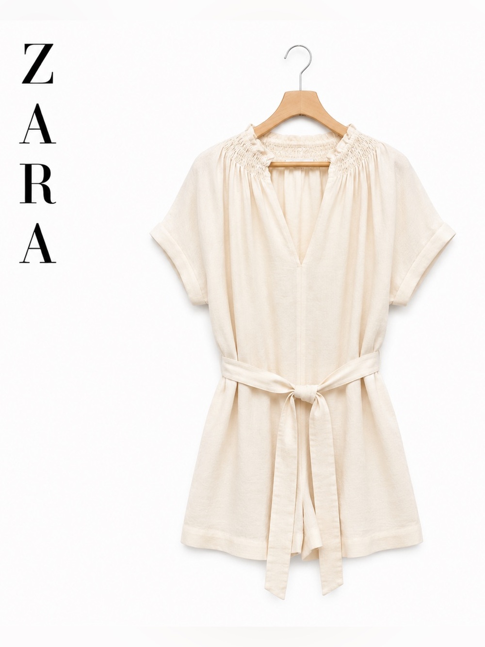 Zara cream belted romper size S